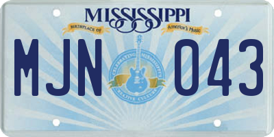 MS license plate MJN043