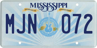 MS license plate MJN072