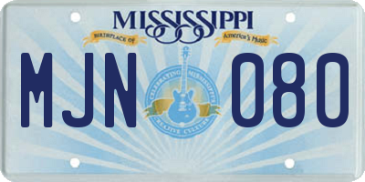 MS license plate MJN080