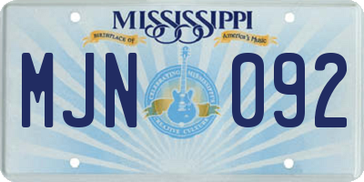MS license plate MJN092