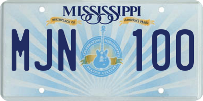 MS license plate MJN100