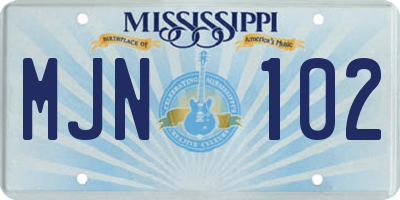 MS license plate MJN102