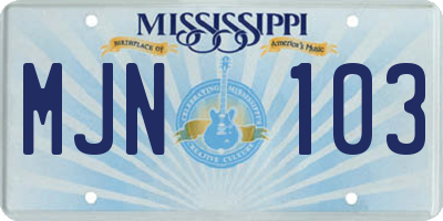 MS license plate MJN103