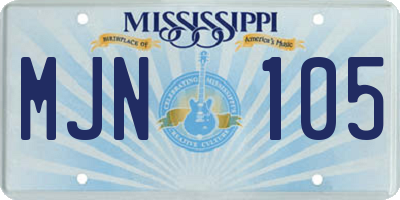 MS license plate MJN105