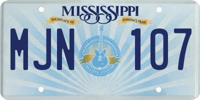 MS license plate MJN107