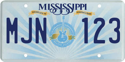 MS license plate MJN123