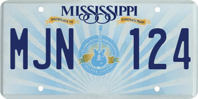 MS license plate MJN124