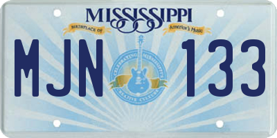 MS license plate MJN133