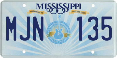 MS license plate MJN135