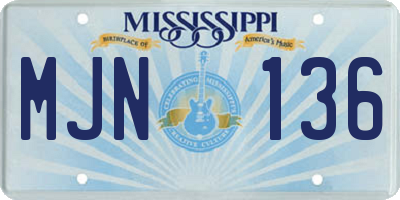 MS license plate MJN136