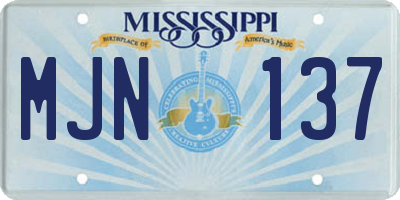 MS license plate MJN137