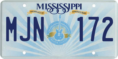 MS license plate MJN172