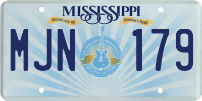 MS license plate MJN179