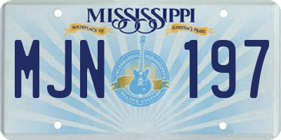 MS license plate MJN197