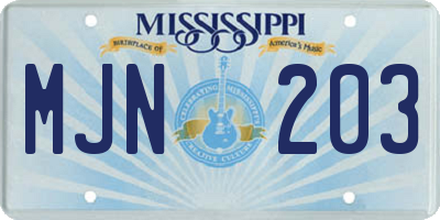 MS license plate MJN203
