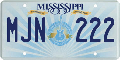 MS license plate MJN222