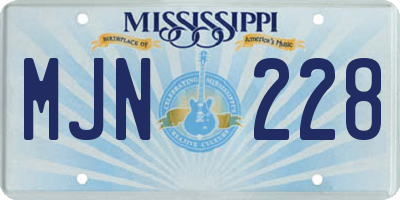 MS license plate MJN228