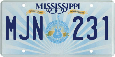 MS license plate MJN231