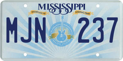 MS license plate MJN237