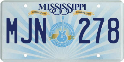 MS license plate MJN278