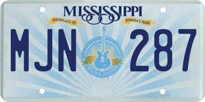 MS license plate MJN287