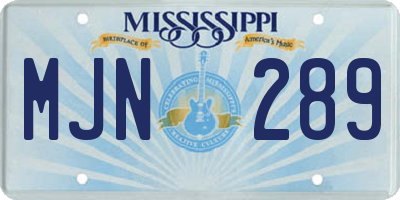 MS license plate MJN289