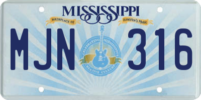 MS license plate MJN316