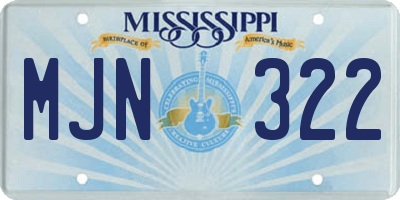 MS license plate MJN322