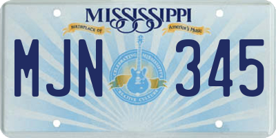 MS license plate MJN345