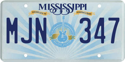 MS license plate MJN347