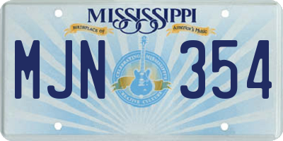 MS license plate MJN354