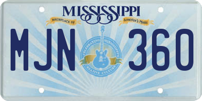 MS license plate MJN360