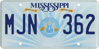 MS license plate MJN362