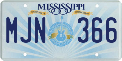 MS license plate MJN366