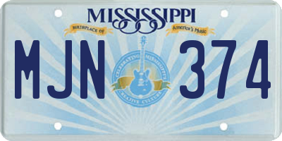 MS license plate MJN374