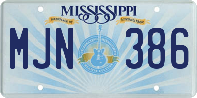 MS license plate MJN386