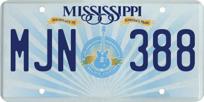 MS license plate MJN388