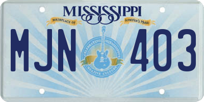 MS license plate MJN403