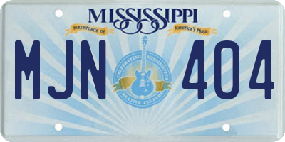 MS license plate MJN404
