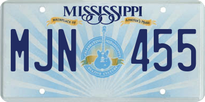 MS license plate MJN455