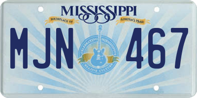 MS license plate MJN467