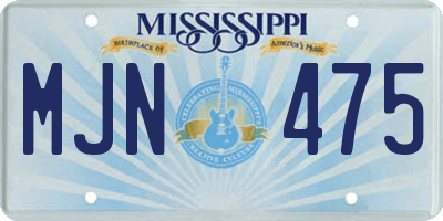 MS license plate MJN475