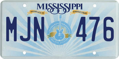 MS license plate MJN476