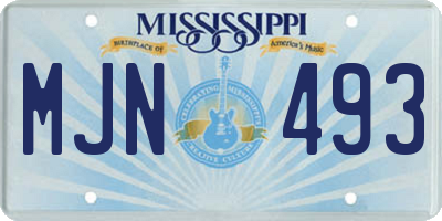 MS license plate MJN493