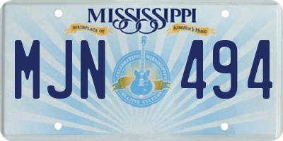 MS license plate MJN494