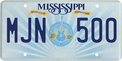 MS license plate MJN500