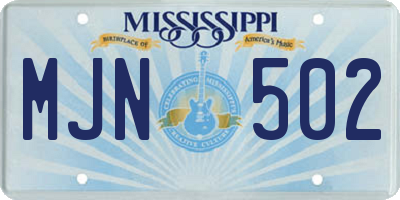 MS license plate MJN502