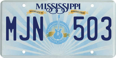MS license plate MJN503