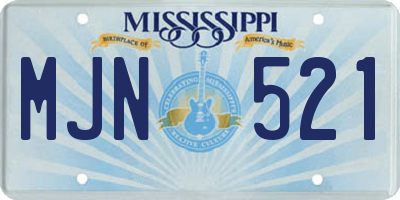 MS license plate MJN521