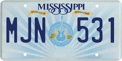 MS license plate MJN531